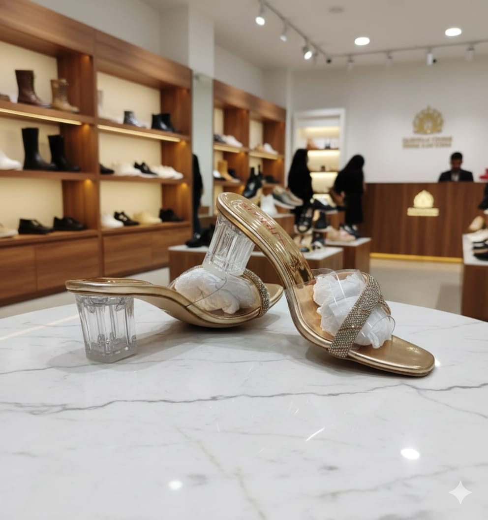 Elegant Gold Transparent Heel Sandals for Women