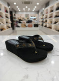 Elegant Black & Maroon Wedge Flip Flop Sandals for Women