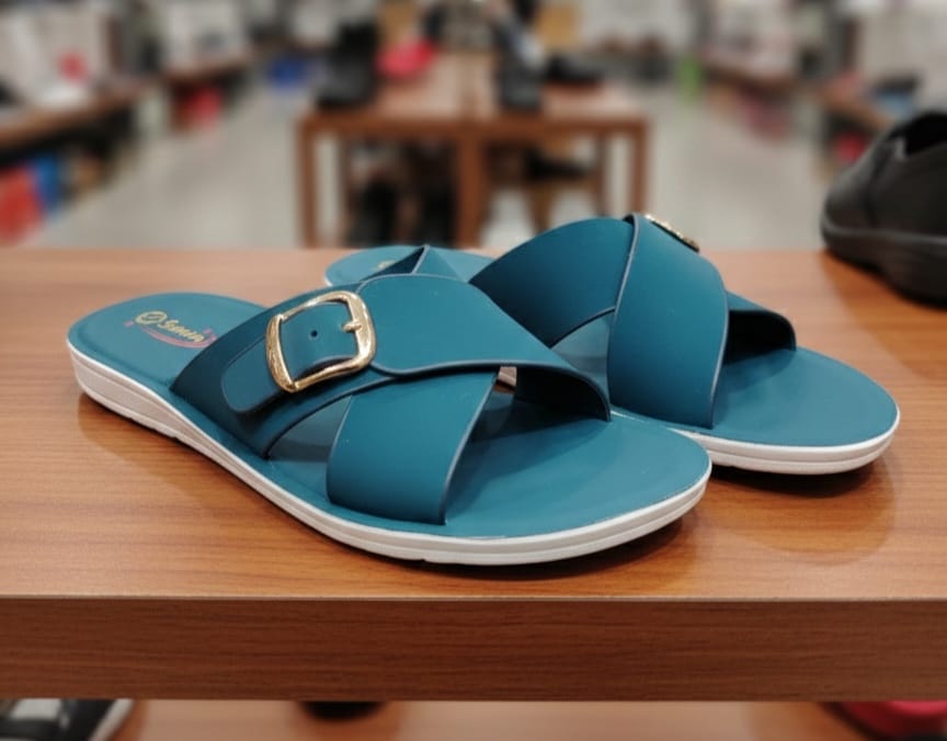 Casual-Teal-Buckle-Strap-Shoes