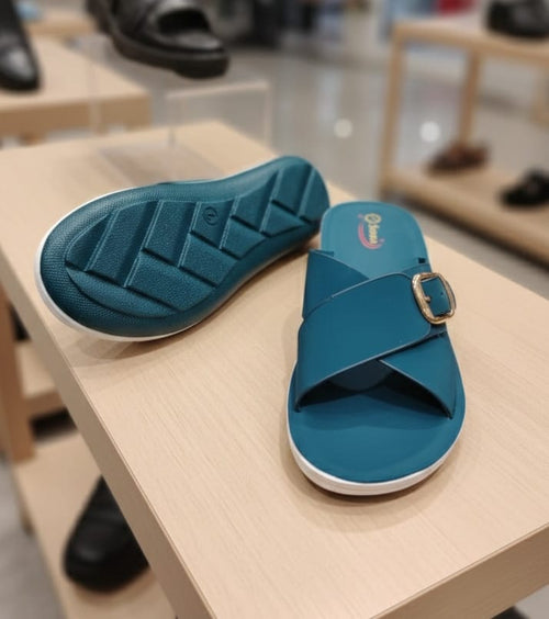 Casual-Teal-Buckle-Strap-Shoes