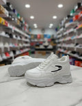 Women`s-White-Chunky-Sneakers-With-ed-SoleCushion
