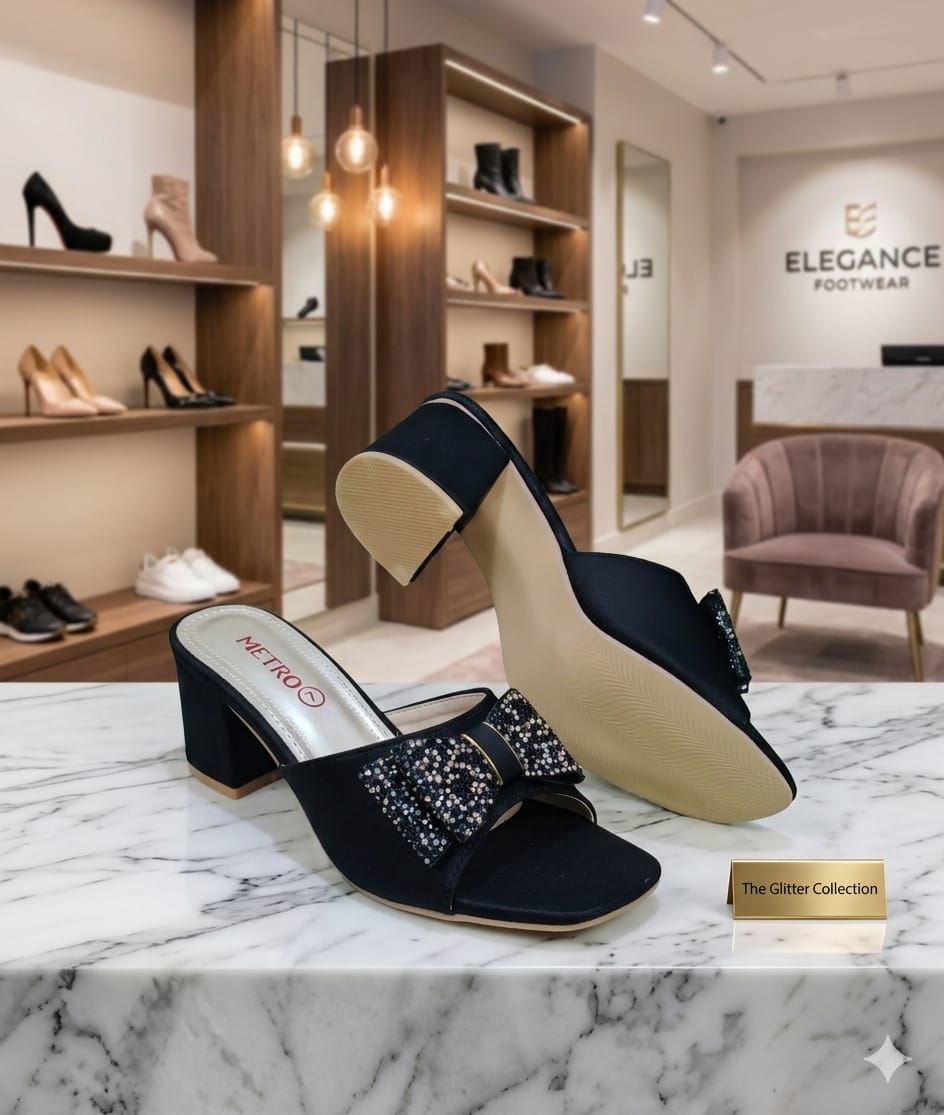 Chic Bow Embellished Block Heel Slip-On Shoes