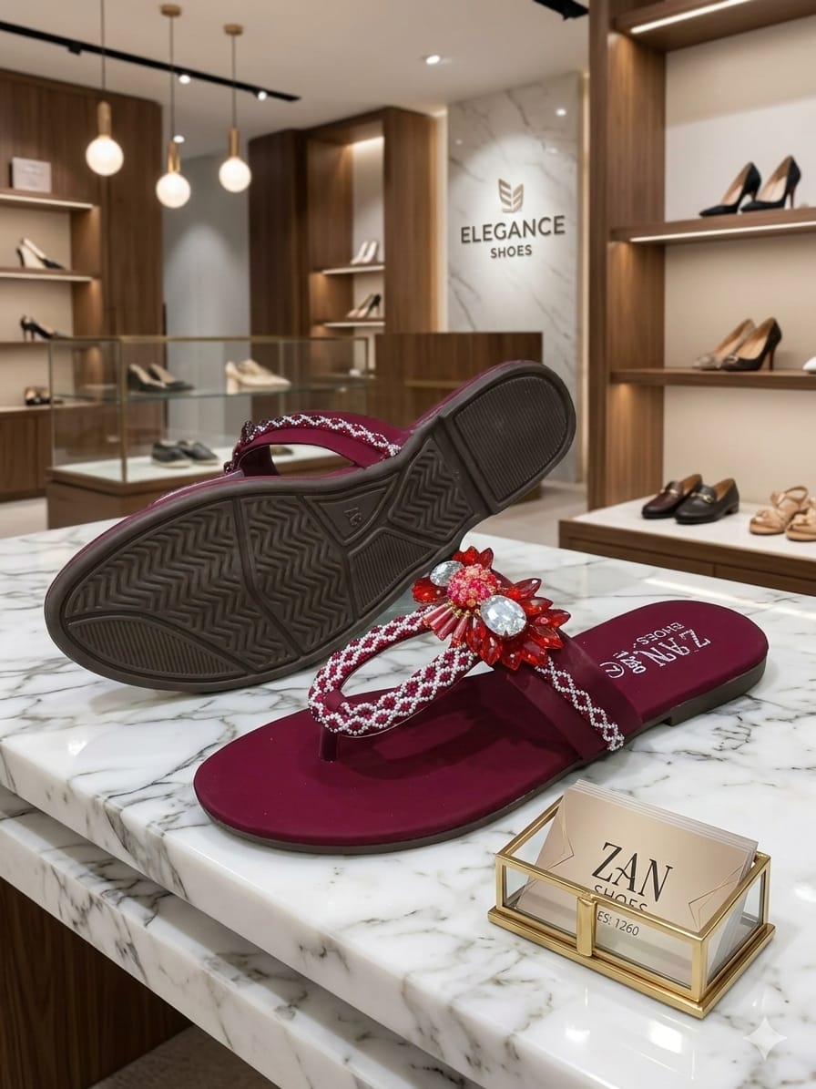 Luxury Embellished Toe-Ring Flats with Crystal Design