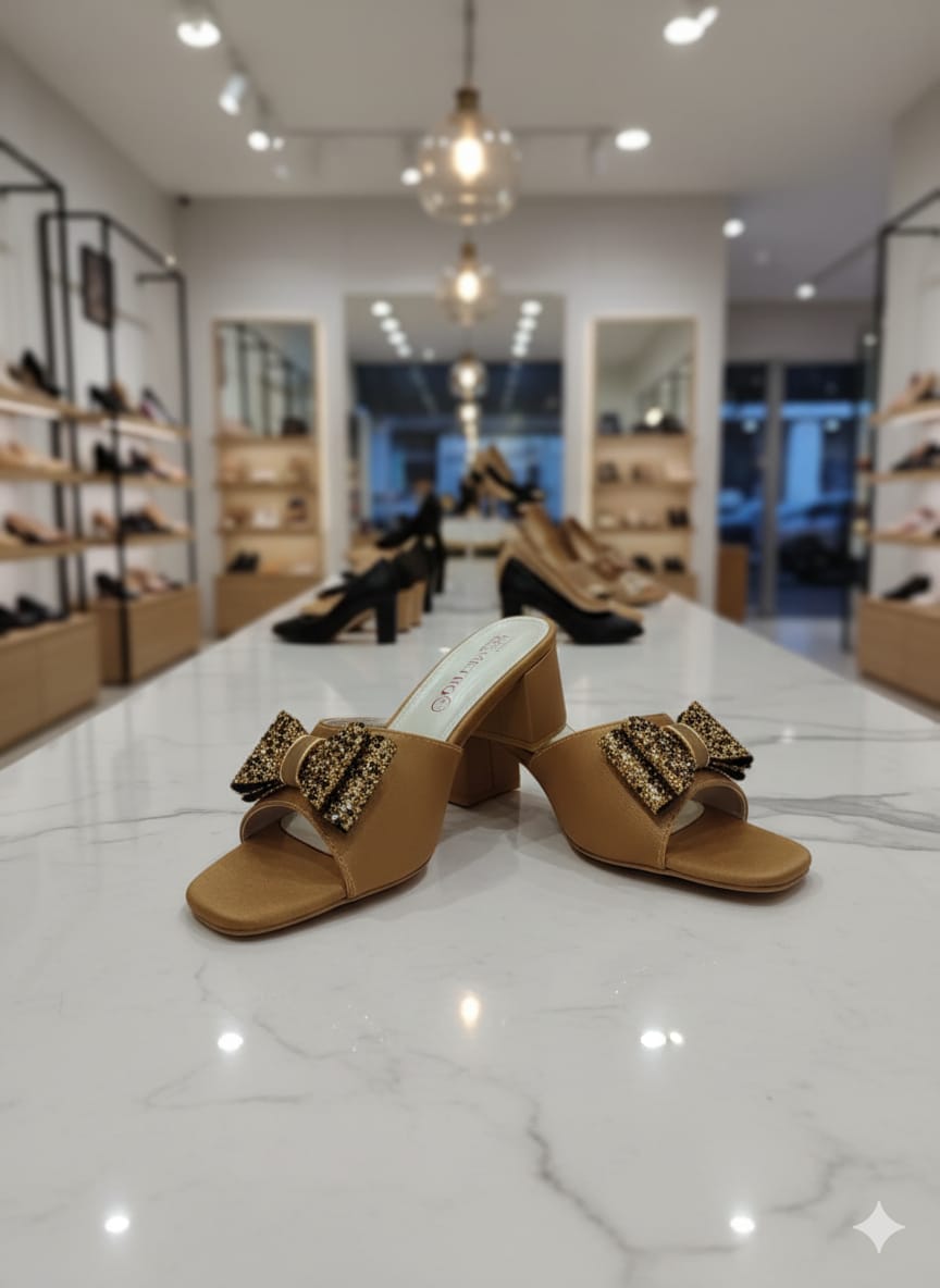 Chic Bow Embellished Block Heel Slip-On Shoes