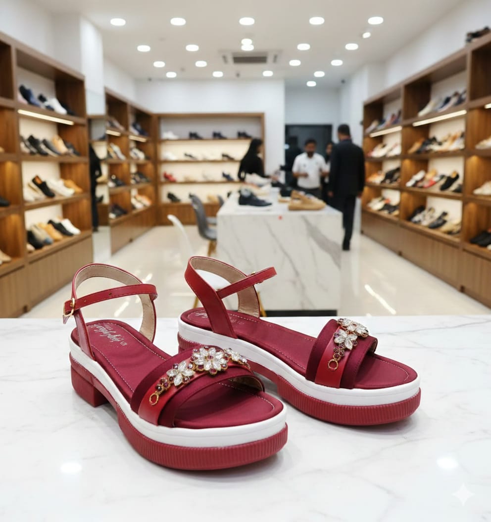 Stylish Red Floral Comfort Sandals for Women