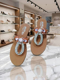 Luxury Embellished Toe-Ring Flats with Crystal Design
